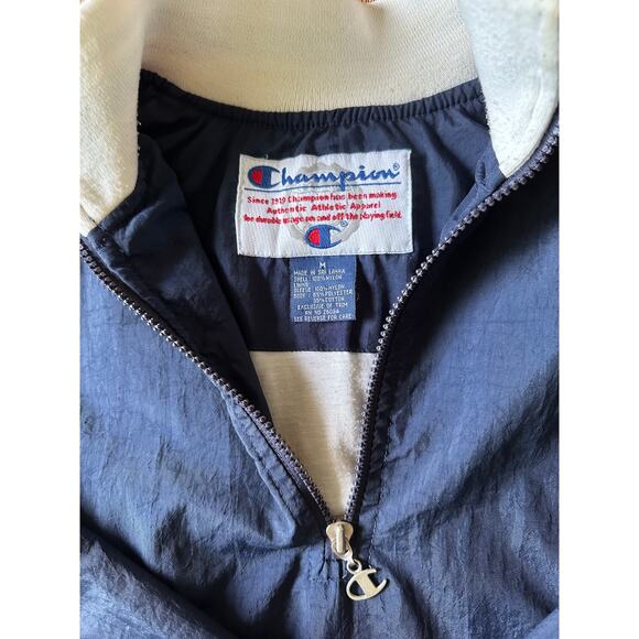 Champion Vtg Blue Quarter Zip Nylon Windbreaker Size Medium - Picture 4 of 8